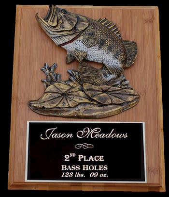 Bass plaques and bass fishing trophies and fishing awards